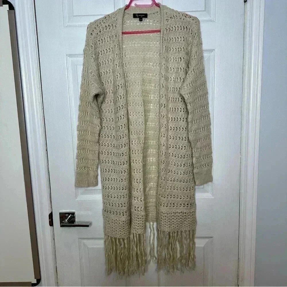 Lily Morgan Knit Cardigan Boho Cream Size Large